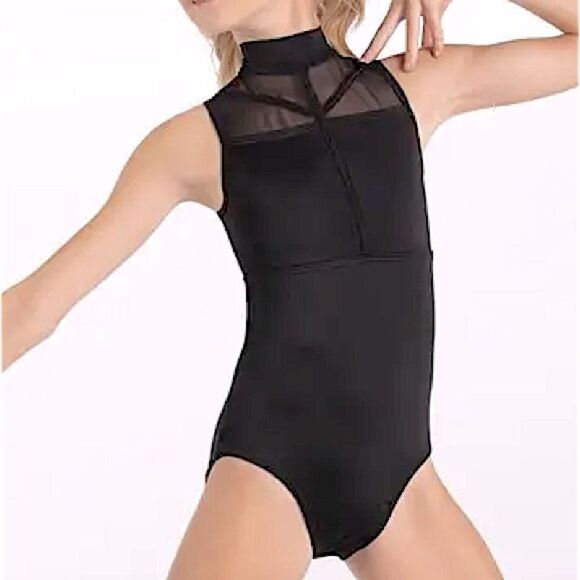 WEISSMAN Dance solo custom black rhinestone Caged Mock Neck Leotard 14591 MC - Picture 12 of 12